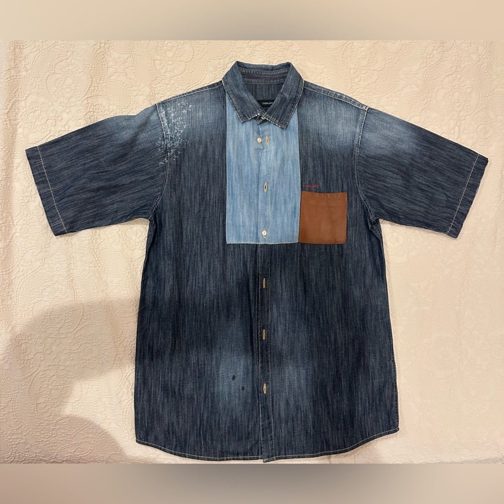 Dsquared2 distressed denim shirt. Made in Italy.